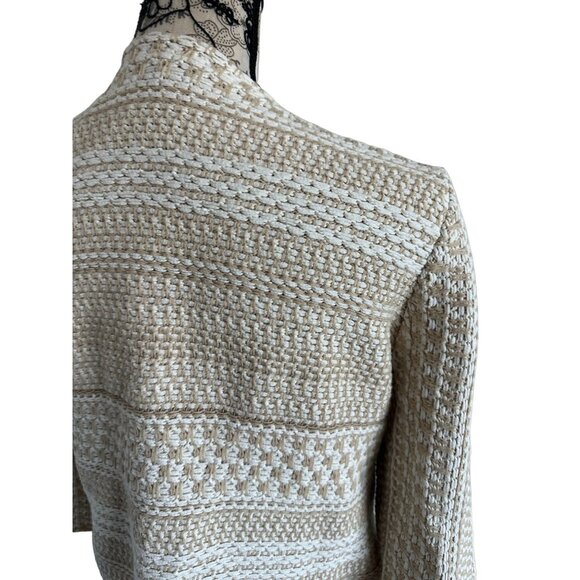 CHICOS Beige Cream Knit Woven Jacket Blazer Size Medium - Picture 5 of 6